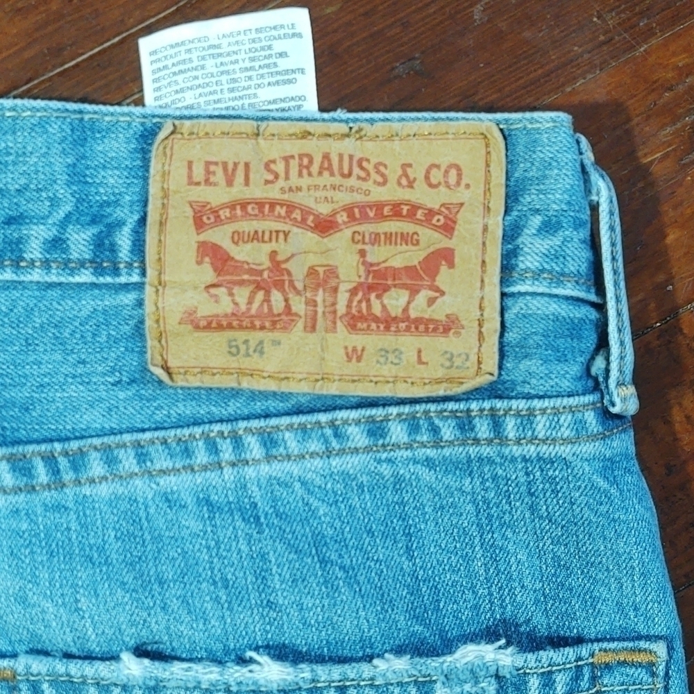 Levi's 514 Distressed Light Wash Mom Jeans W33 L32 - Picture 9 of 15
